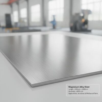 Length 1000mm 6000mm Magnesium Alloy Sheet Metal Providing Hardness HB90 110 Suitable for Structural and Mechanical Parts