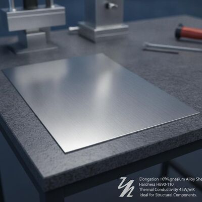Elongation 10 Percent Magnesium Alloy Sheet Offering Hardness HB90-110 Thermal Conductivity 45W per Meter Kelvin Ideal for Structural Components